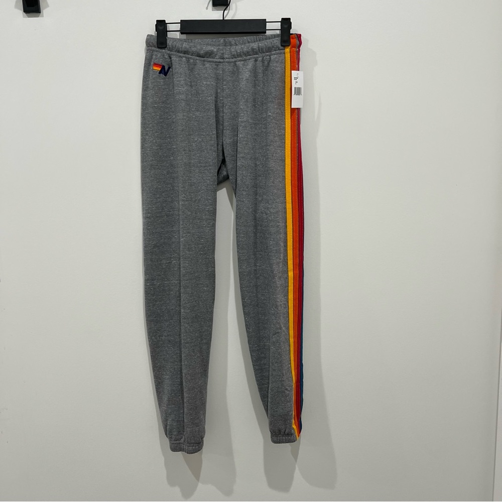 aviator nation 5 STRIPE SWEATPANTS - HEATHER GREY